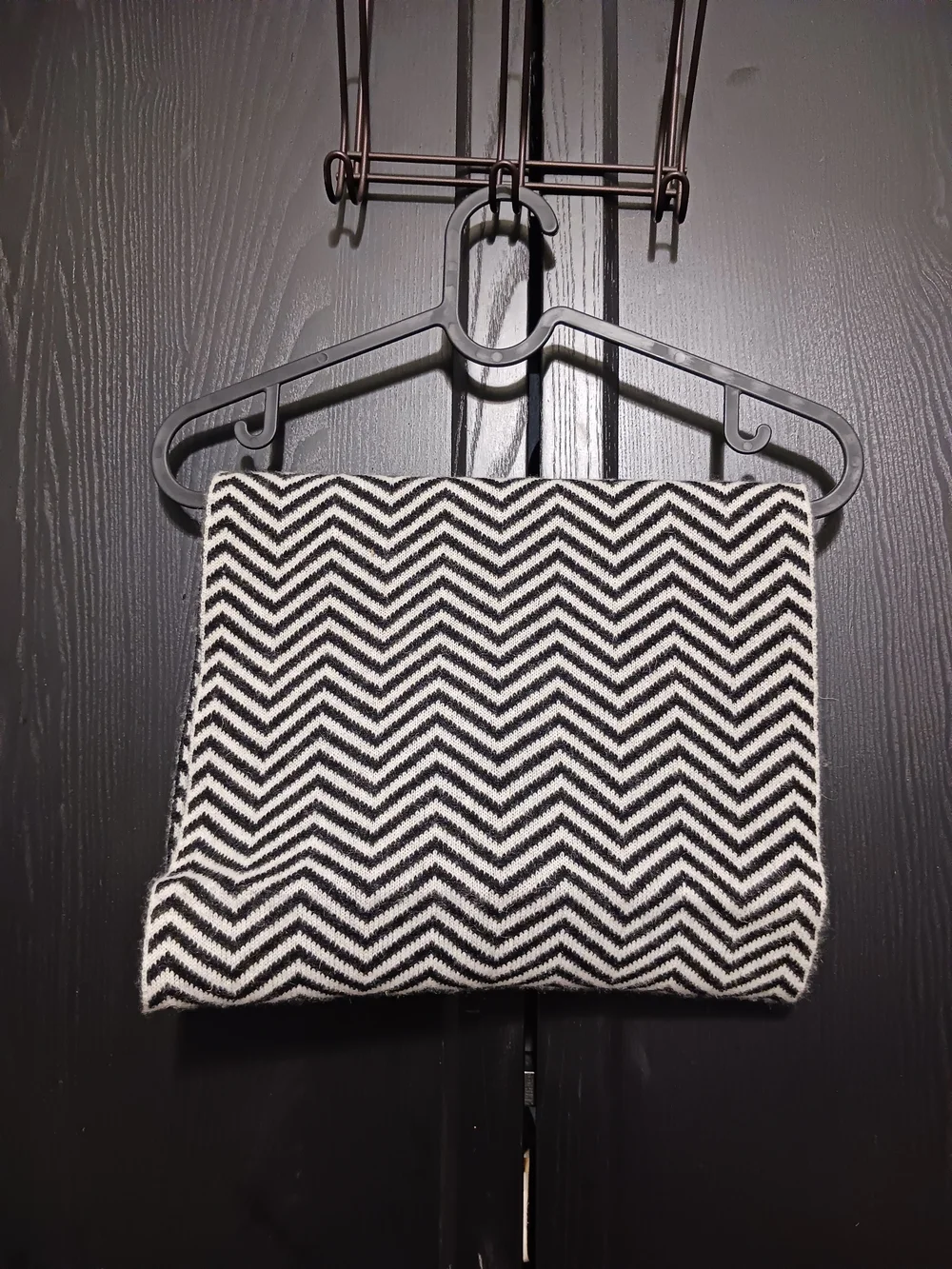 Black & White Chevron Knit Snood - Women Accessories Scarves & Wraps